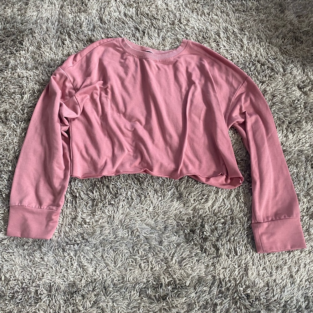 SHEIN Dusty Pink Long Sleeve Crop Top